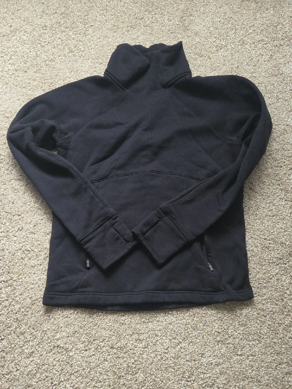 Athleta Black Pullover Hoodie with Branded Neck Print - Picture 1 of 6